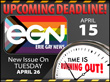 Deadline for May 2022 print edition (issue #318) of Erie Gay News is Friday, April 15, comes out Tuesday, April 26, Includes Voters Guide!