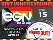 Deadline for May 2024 print edition (issue #342) of Erie Gay News is Monday, April 15, comes out Tuesday, April 23!